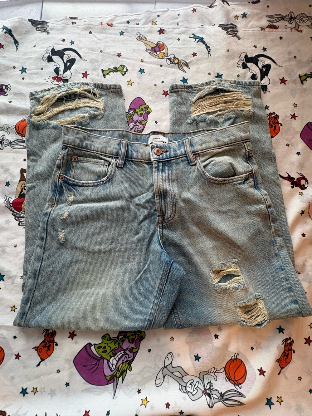 Forever 21 Light Blue Distressed Boyfriend Jeans